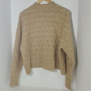 MNG Suit Wool Blend Chunky Knit Oversized Mock Neck Sweater Women's Size M